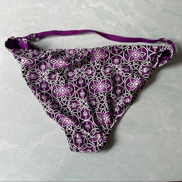 CONVERSE black purple patterned bikini bottom sz L - Picture 2 of 4